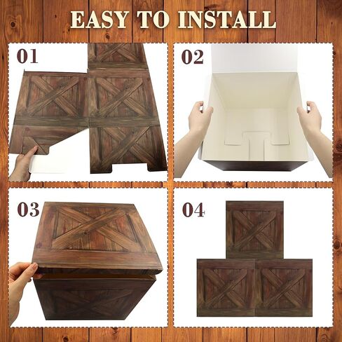 ATSKIM 6 عبوات من صندوق ديكورات الحفلات ذات الطابع الغربي، بالات القش المزيفة للديكور، صناديق خشبية مقاس 10.8 بوصة، صناديق خشبية مقلدة، دعامات كشك الصور لحصاد الخريف في المزرعة (بني داكن) in Kuwait