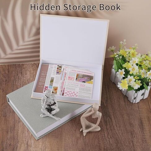 Decorative Books & Thinker Sculptures Set - Linen Boxes & Resin Figurines Enhance Your Bookshelf, Coffee Table or Mantle Decor - Living or Dining Room Home Decoration Aesthetic, Keepsake/Photo Storage in Saudi Arabia