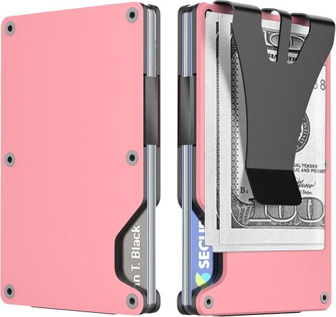 محفظة نحيفة للرجال، محفظة صغيرة للرجال، محفظة RFID للرجال، حامل بطاقة الائتمان، محفظة معدنية مع مشبك نقود، محفظة رجالية (رمادي فضي) in Kuwait