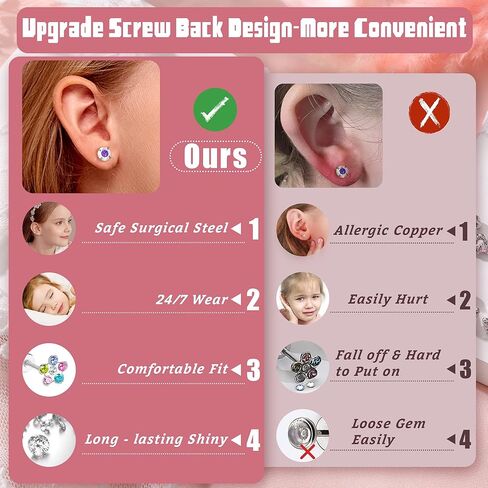 LOYALLOOK Hypoallergenic Surgical Steel Earrings for Women - 12Pairs Screw Back Earrings for Sensitive Ears Cute Stud Earrings Dainty Flower Bow Flat Back Stud Hoop Earring Set in Saudi Arabia
