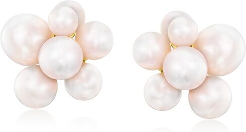 Ross-Simons 3-6mm Cultured Pearl Cluster Earrings in 18kt Gold Over Sterling in Saudi Arabia
