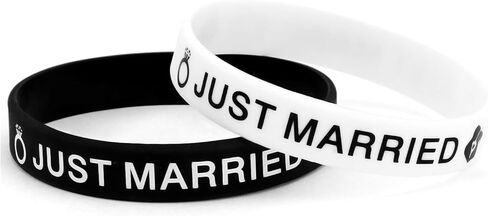 Srotmirw Just Married الأوسمة العروس والعريس سوار للمتزوجين حديثا هدية زينة الزفاف أساور الزفاف اكسسوارات شهر العسل الأبيض والأسود in Kuwait