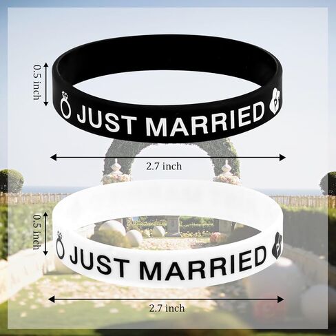 Srotmirw Just Married الأوسمة العروس والعريس سوار للمتزوجين حديثا هدية زينة الزفاف أساور الزفاف اكسسوارات شهر العسل الأبيض والأسود in Kuwait