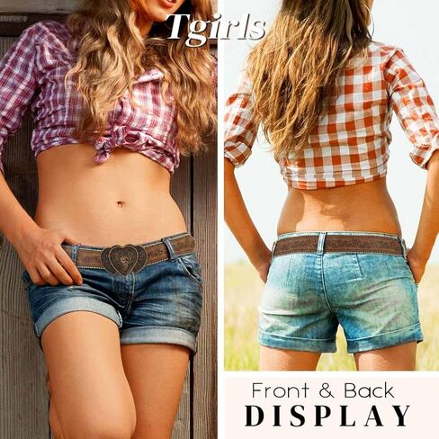 Tgirls Brown Western Belt for Women Cowboys Cowgirls Belt for Jeans Vintage Country Belts with Floral Embose Buckle in Saudi Arabia