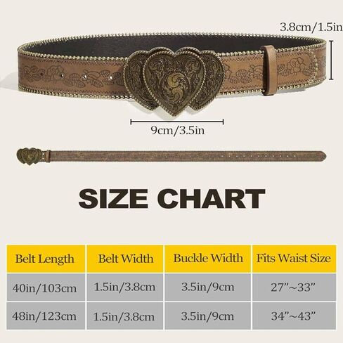 Tgirls Brown Western Belt for Women Cowboys Cowgirls Belt for Jeans Vintage Country Belts with Floral Embose Buckle in Saudi Arabia