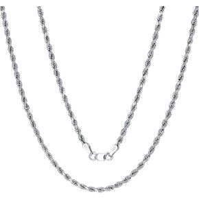 Nuragold 10k Real White Gold 2.5mm Rope Chain Diamond Cut Necklace (16"-30") Italian Jewelry for Men & Women in Saudi Arabia
