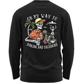 Salty Bones On My Way to Making Bad Decisions Graphic Long Sleeve T-Shirt, 100% Ringspun Cotton, Classic Fit, Printed in USA in Kuwait