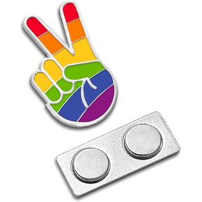 دبوس مينا من Victory Rainbow Pride Peace Sign LGBTQ يشمل عيد الحب مع دعم مغناطيسي قوي للسترة وحقيبة الظهر والملابس والحقيبة والقميص in Kuwait