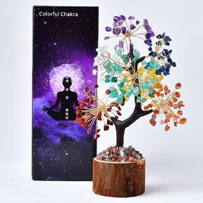 شجرة الحياة المصنوعة يدويًا من WUYOUSHI مع قاعدة من العقيق - ديكور كريستالي للشفاء من شقرا من أجل الحظ الجيد والطاقة الإيجابية وهدية روحية للنساء والأم والمنزل والمكتب والتأمل in Kuwait