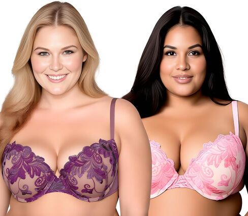 Curve Muse Women's Plus Size Add 1 and a Half Cup Push Up Underwire Bras in Kuwait