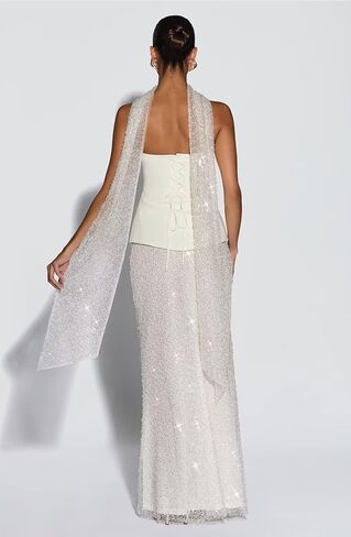 Sparkly Sequin Mermaid Prom Dresses with Scarf Spaghetti Straps Satin Formal Evening Dress for Women in Saudi Arabia