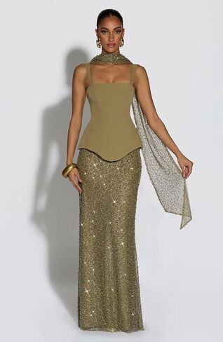 Sparkly Sequin Mermaid Prom Dresses with Scarf Spaghetti Straps Satin Formal Evening Dress for Women in Saudi Arabia
