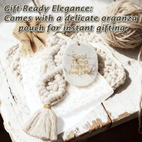 QIZHXPC Engraved Howlite Healing Stone with Tassel, Mental Crystal for Reiki & Anxiety Relief, Polished Stones Gift for Women, Moonstone Crystals Inspired in Saudi Arabia