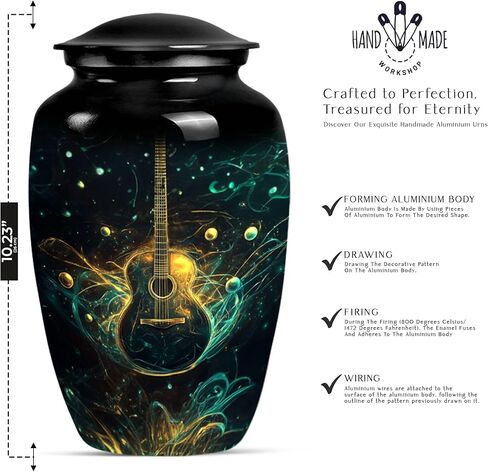 SUBSH Guitar Waves, Pack of 2 (10 Inch Urn & 3 Inch Urn), Large Urn for Ashes, Keepsake Urn, Cremation Urn, Memorial Urn, Urn for Dad, Urn for Human Ashes, Urn for Mom Ashes, Funeral Urn in Saudi Arabia