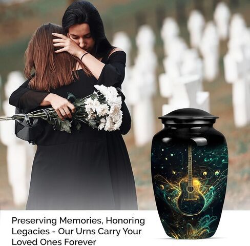 SUBSH Guitar Waves, Pack of 2 (10 Inch Urn & 3 Inch Urn), Large Urn for Ashes, Keepsake Urn, Cremation Urn, Memorial Urn, Urn for Dad, Urn for Human Ashes, Urn for Mom Ashes, Funeral Urn in Saudi Arabia