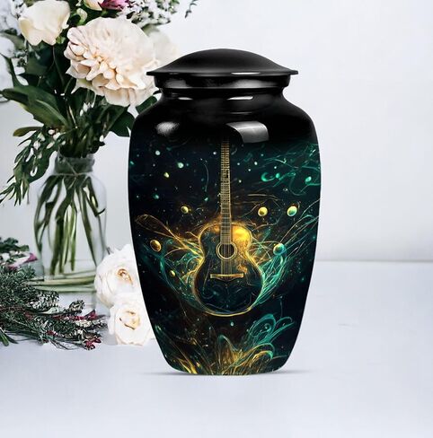SUBSH Guitar Waves, Pack of 2 (10 Inch Urn & 3 Inch Urn), Large Urn for Ashes, Keepsake Urn, Cremation Urn, Memorial Urn, Urn for Dad, Urn for Human Ashes, Urn for Mom Ashes, Funeral Urn in Saudi Arabia