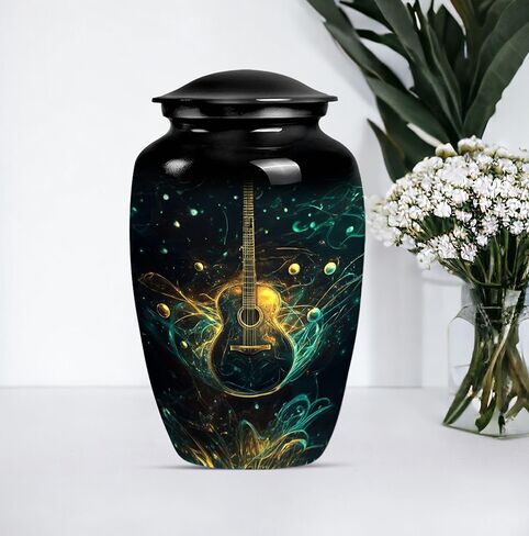 SUBSH Guitar Waves, Pack of 2 (10 Inch Urn & 3 Inch Urn), Large Urn for Ashes, Keepsake Urn, Cremation Urn, Memorial Urn, Urn for Dad, Urn for Human Ashes, Urn for Mom Ashes, Funeral Urn in Saudi Arabia