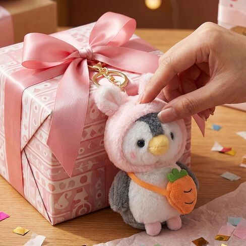 WANXINZHIQU لطيف البطريق حقيبة سلسلة مفاتيح Charms للنساء حقائب الظهر المحافظ Kawaii اكسسوارات الجمالية سيارة حلقة رئيسية حامل in Kuwait