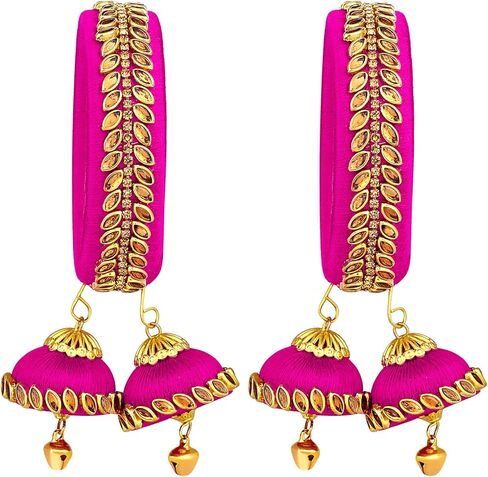 Aheli Cream Indian Traditional Designer Kada Bangle Bracelet with 2 Hangings Wedding Engagement Jewelry Gift for Women in Saudi Arabia
