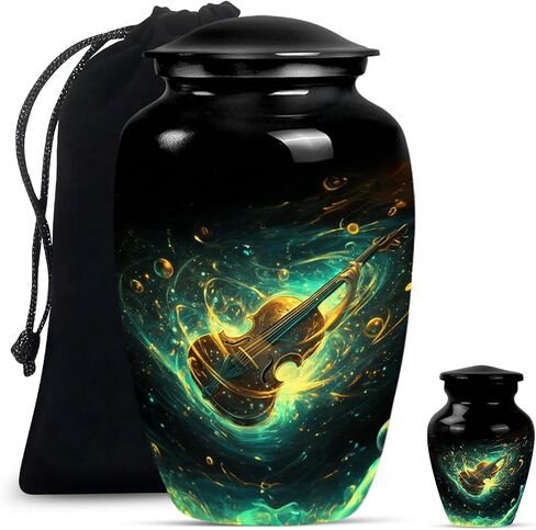 SUBSH Guitar Waves, Pack of 2 (10 Inch Urn & 3 Inch Urn), Large Urn for Ashes, Keepsake Urn, Cremation Urn, Memorial Urn, Urn for Dad, Urn for Human Ashes, Urn for Mom Ashes, Funeral Urn in Saudi Arabia