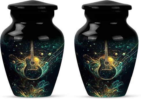 SUBSH Guitar Waves, Pack of 2 (10 Inch Urn & 3 Inch Urn), Large Urn for Ashes, Keepsake Urn, Cremation Urn, Memorial Urn, Urn for Dad, Urn for Human Ashes, Urn for Mom Ashes, Funeral Urn in Saudi Arabia