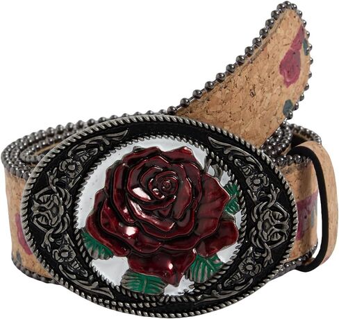 Verdusa Women's Floral Embroidery Square Buckle Leather Belts Vintage Belt in Saudi Arabia