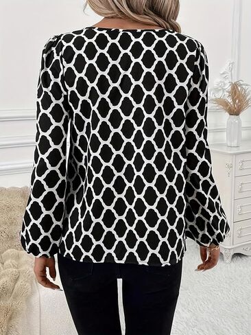 Women's Dressy Hollow Jacquard Blouses Business Casual Long Sleeve Tops Elegant Ladies Keyhole Office Shirts in Saudi Arabia