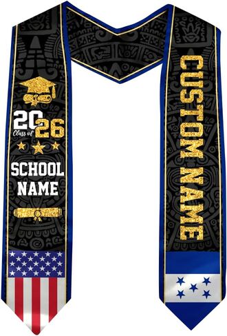 Honduran Graduation Stole, Honduran Flag Graduation Stole, Custom Honduran American Flag Graduation Sash 2025 in Kuwait