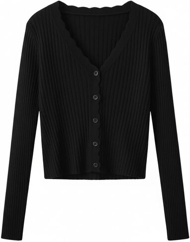 Women's Long Sleeve V-Neck Button Down Cardigan Knit Shrug Sweater – Slim Fit, Comfortable & Stylish in Saudi Arabia