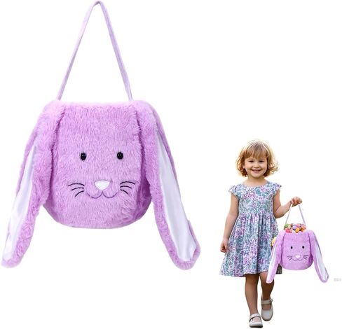 Easter Basket,Bunny Easter Baskets,Easter Buckets for Kids Girls Boys Easter Egg Hunting Basket,Bunny Rabbit Easter Tote Bags for Easter Decorations Candy Gifts Toy(Grey) in Kuwait