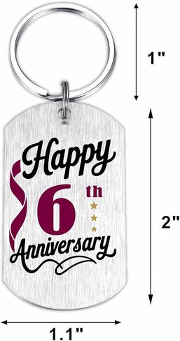 6 Year Anniversary Keychain for Women Men Him Her, Romantic 6th Anniversary Decorations Gift for Husband Wife in Saudi Arabia