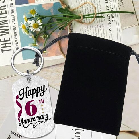 6 Year Anniversary Keychain for Women Men Him Her, Romantic 6th Anniversary Decorations Gift for Husband Wife in Saudi Arabia