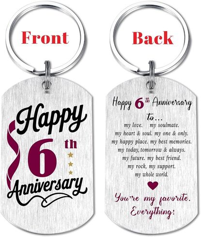 6 Year Anniversary Keychain for Women Men Him Her, Romantic 6th Anniversary Decorations Gift for Husband Wife in Saudi Arabia