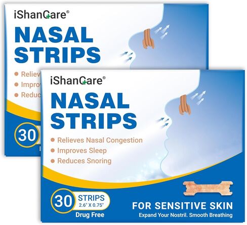 ishancare Nasal Strips for Breathing, 30 Count Sleep Nasal Strips for Snoring, Instant Tan Nose Breathing Strips for Better Sleep, Anti Snoring Nose Strips for Men & Women in Saudi Arabia