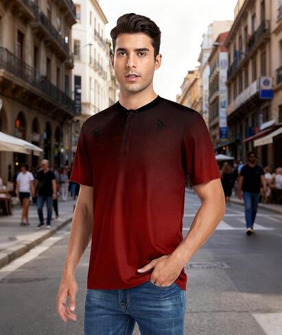 قميص Henley رجالي بأكمام قصيرة للصيف وعطلات نهاية الأسبوع في الهواء الطلق in Saudi Arabia