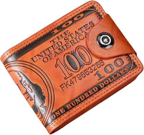 XUNPENG Men's wallet, US dollar pattern, ultra-light PU bag, multi-functional retro multi-card slot men's wallet/4.3 * 3.4in in Saudi Arabia