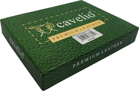 محفظة Cavelio RFID من الجلد الطبيعي ثنائية الطي محب أوروبية للرجال من سلسلة الولايات المتحدة الأمريكية 20 فتحة للبطاقات، مقصورتين للفاتورة، 2 معرف Windows Money (أسمر) in Kuwait