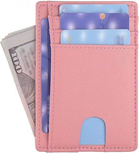 AGBIADD Slim Minimalist Front Pocket RFID Blocking Leather Wallets for Men Women Medium Size (Medium Purple) in Saudi Arabia