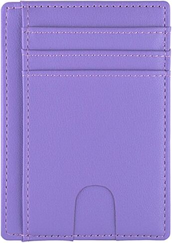 AGBIADD Slim Minimalist Front Pocket RFID Blocking Leather Wallets for Men Women Medium Size (Medium Purple) in Saudi Arabia