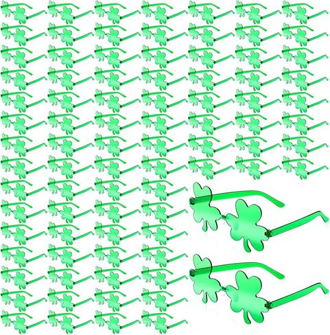 Halloscume 130/100 Pcs St. Patrick's Day Shamrock Sunglasses Bulk Green Irish Clover Glasses Accessories Party for Women Men in Saudi Arabia