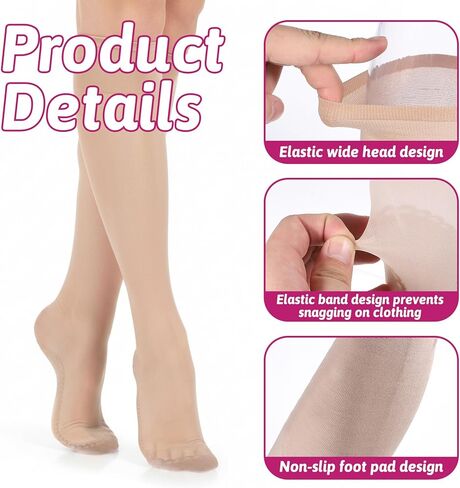 Zelphvt Knee High Pantyhose for Women, 4 Pairs Kneehigh Nylons Sheer Knee High Stockings for Women Reinforced Toe & Heel Wide Calf Socks in Saudi Arabia