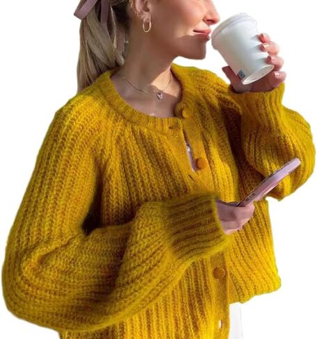 Women Trendy Casual Open Front Long Sleeve Chunky Knit Cardigans Sweaters Coquette Y2K Cute Outerwear Aesthetic Jacket in Saudi Arabia