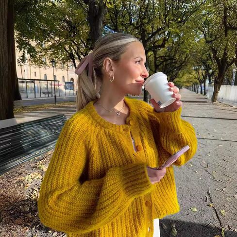 Women Trendy Casual Open Front Long Sleeve Chunky Knit Cardigans Sweaters Coquette Y2K Cute Outerwear Aesthetic Jacket in Saudi Arabia
