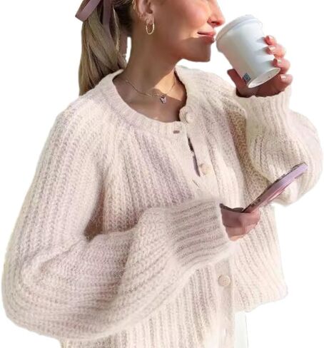 Women Trendy Casual Open Front Long Sleeve Chunky Knit Cardigans Sweaters Coquette Y2K Cute Outerwear Aesthetic Jacket in Saudi Arabia