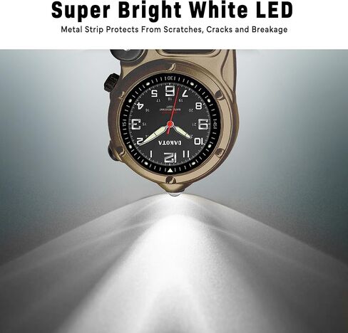 Dakota Mini Clip Microlight Pocket Watch with White Flashlight – Swiss Army Style Mini Watch & Army Gift in Kuwait
