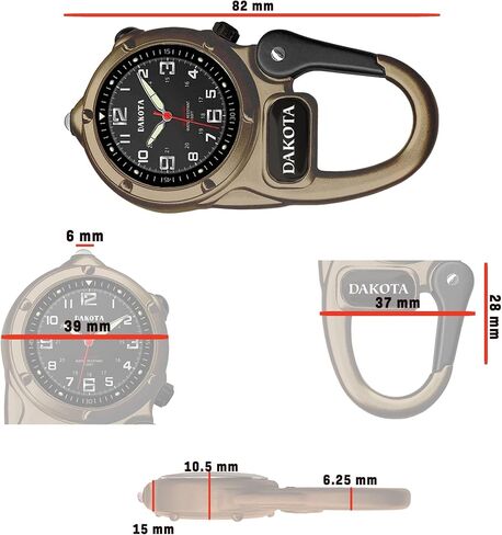 Dakota Mini Clip Microlight Pocket Watch with White Flashlight – Swiss Army Style Mini Watch & Army Gift in Kuwait
