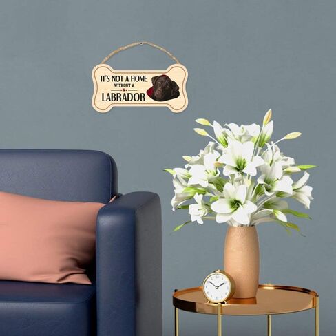 Crazy Novelty Guy Dog Bone Sign, Wood, It's Not A Home Without A Labrador Retriever (Chocolate Lab), 10" x 5" Wood Dog Breed Sign in Saudi Arabia