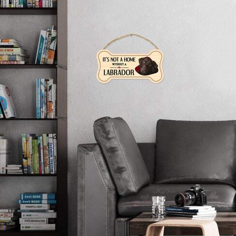 Crazy Novelty Guy Dog Bone Sign, Wood, It's Not A Home Without A Labrador Retriever (Chocolate Lab), 10" x 5" Wood Dog Breed Sign in Saudi Arabia