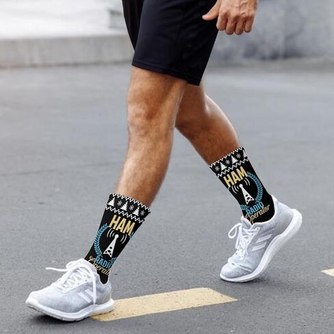HAM Radio Operator Socks for Men Half Calf Sock Colorful Fancy Crazy Design socks Unisex Novelty Gifts for Him in Saudi Arabia