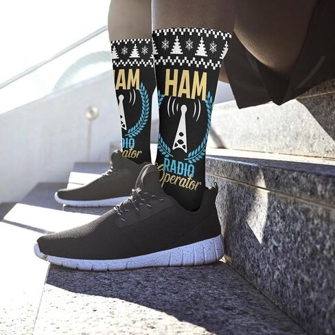 HAM Radio Operator Socks for Men Half Calf Sock Colorful Fancy Crazy Design socks Unisex Novelty Gifts for Him in Saudi Arabia